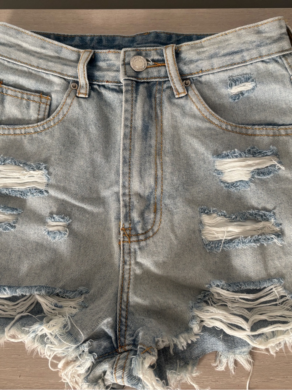 SHEIN Light Blue Distressed Denim Jean Shorts